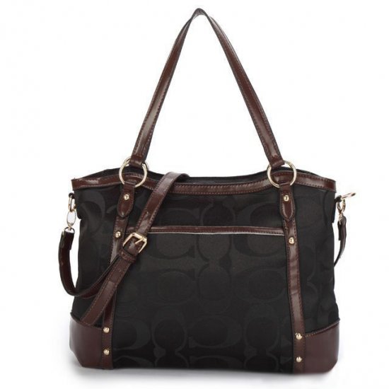 Coach Legacy Logo In Signature Large Black Totes BPH | Coach Outlet Canada